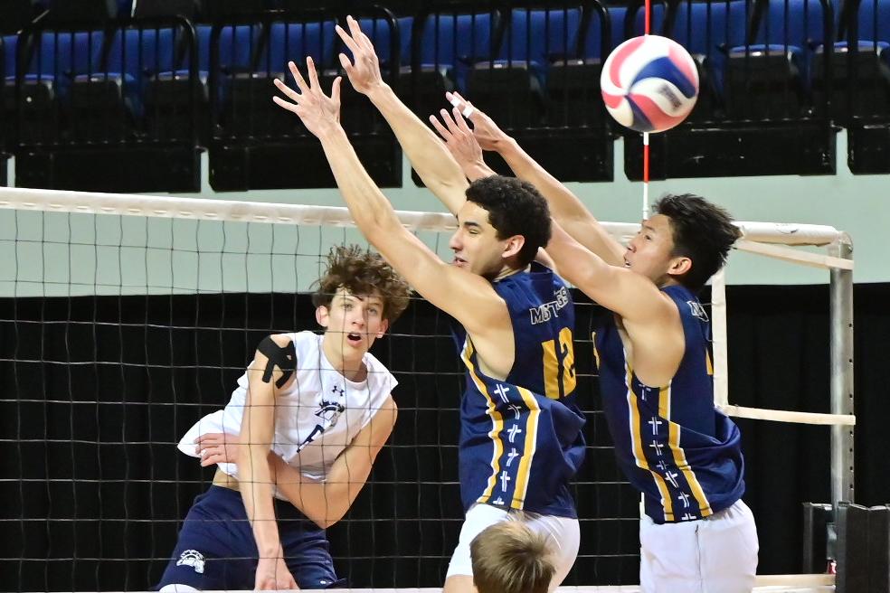 Mustangs drop four-set match in season finale
