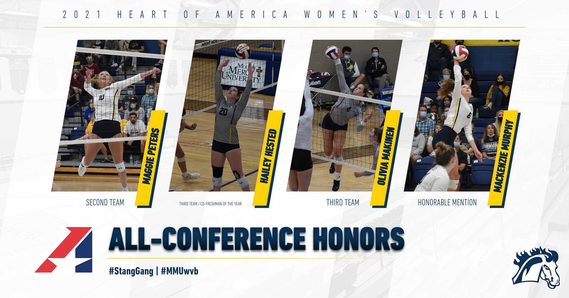 Four Mustangs nab Heart volleyball honors