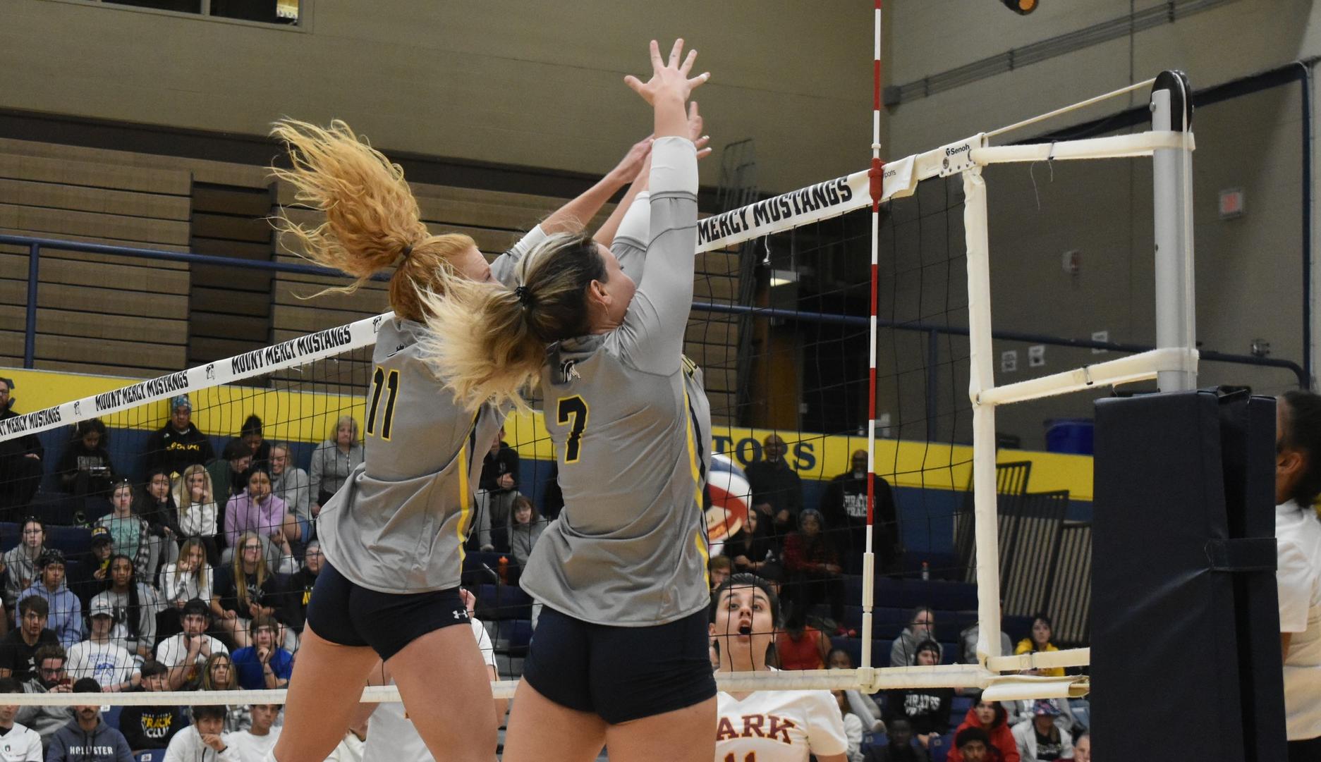 Blocks, aces lead to Mustang sweeps